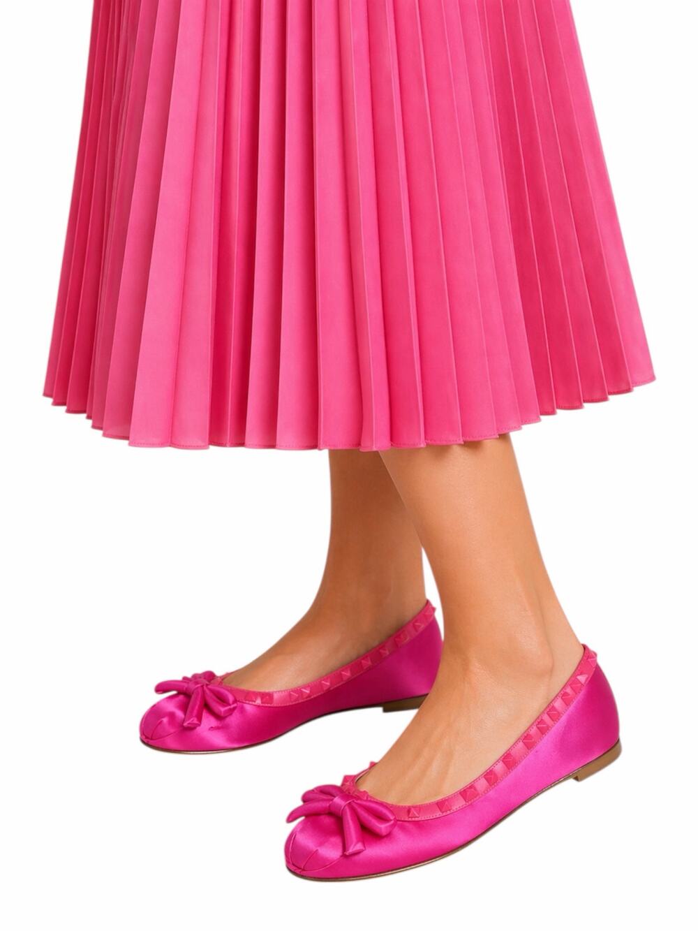 Valentino Garavani Rockstud Satin Ballet Flat Pink Size 41